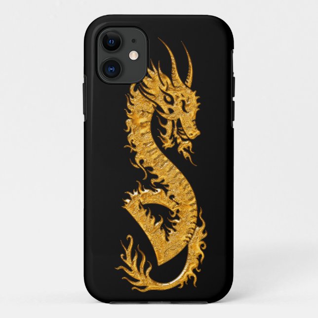Funda De Case-Mate Para iPhone Dragón oriental de oro 02 (Reverso)