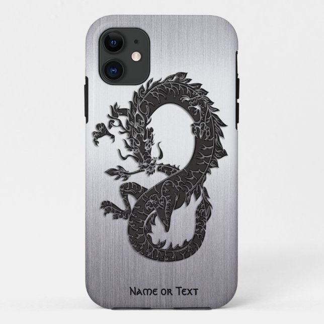Funda De Case-Mate Para iPhone Dragón oriental negro (Reverso)
