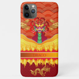 Funda Para iPhone 11 Pro Max Dragón oriental/w Nube de oro y Fuego