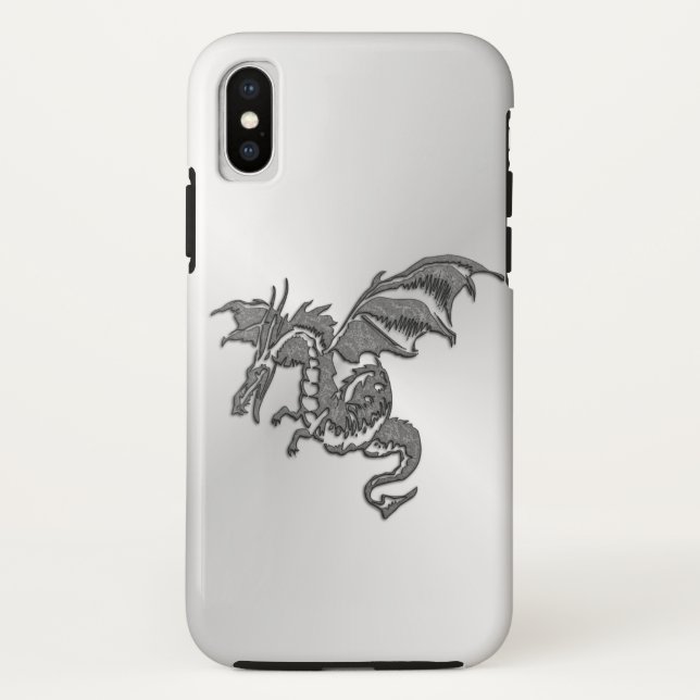 Funda De Case-Mate Para iPhone Dragón plateado (Reverso)