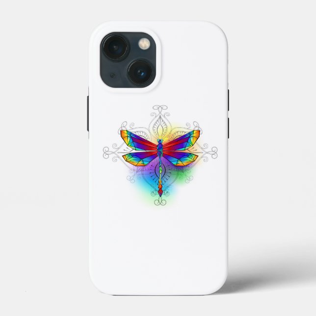 Funda De Case-Mate Para iPhone Dragón poligonal arcoiris (Reverso )
