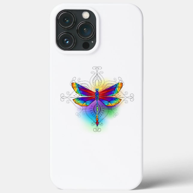 Funda De Case-Mate Para iPhone Dragón poligonal arcoiris (Reverso )