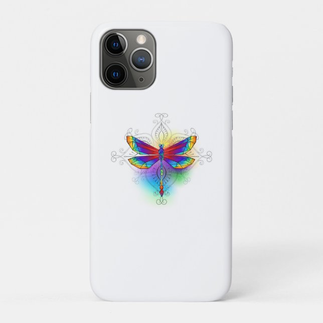 Funda De Case-Mate Para iPhone Dragón poligonal arcoiris (Reverso)