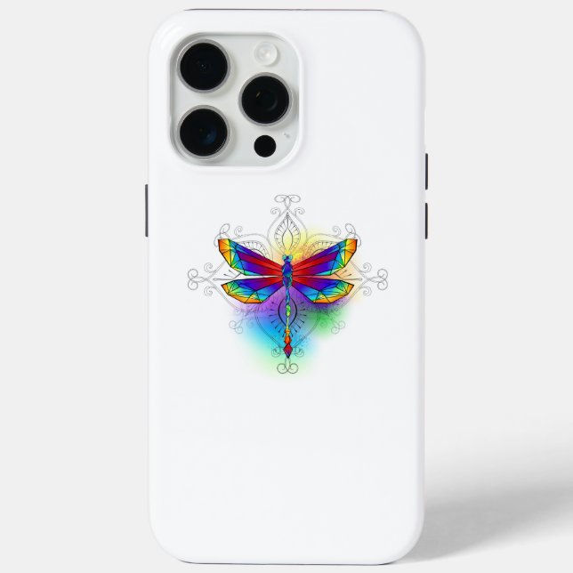 Funda De Case-Mate Para iPhone Dragón poligonal arcoiris (Reverso )