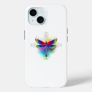 Funda Para iPhone 15 Dragón poligonal arcoiris