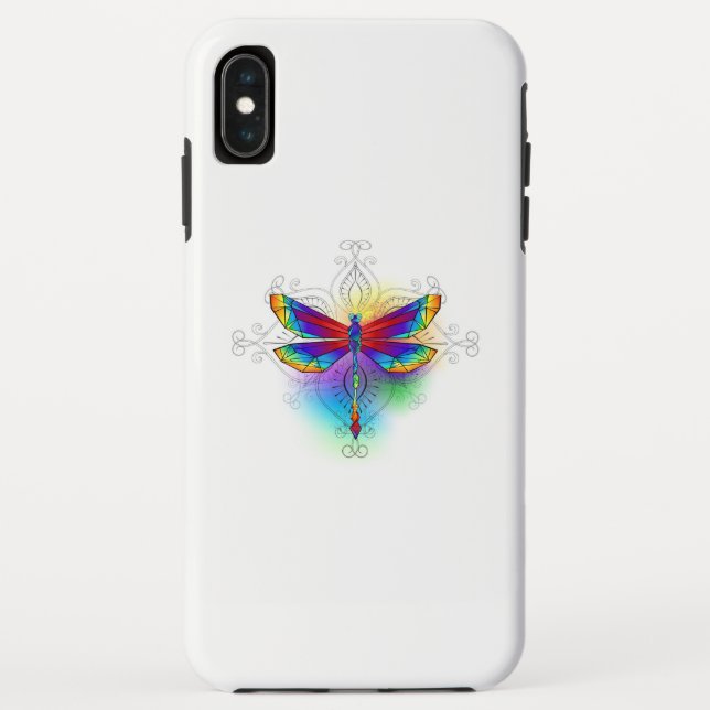 Funda De Case-Mate Para iPhone Dragón poligonal arcoiris (Reverso)