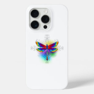 Funda Para iPhone 15 Pro Dragón poligonal arcoiris