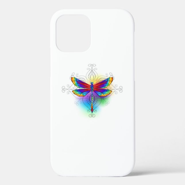 Funda De Case-Mate Para iPhone Dragón poligonal arcoiris (Reverso )