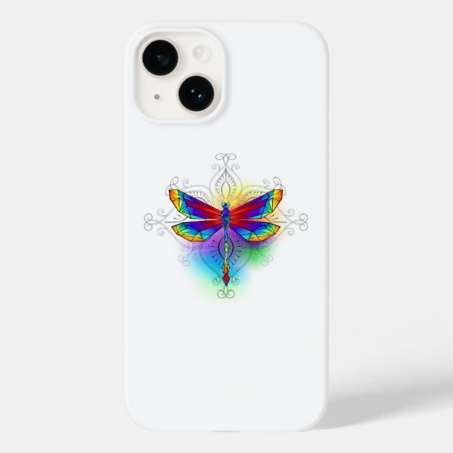Funda De Case-Mate Para iPhone Dragón poligonal arcoiris (Reverso )