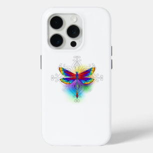 Funda Para iPhone 15 Pro Dragón poligonal arcoiris