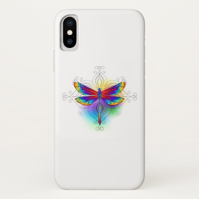 Funda De Case-Mate Para iPhone Dragón poligonal arcoiris (Reverso)
