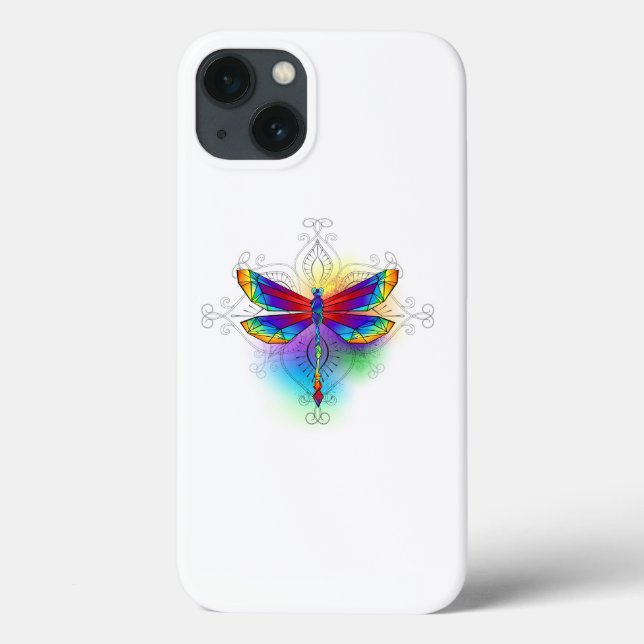 Funda De Case-Mate Para iPhone Dragón poligonal arcoiris (Reverso)