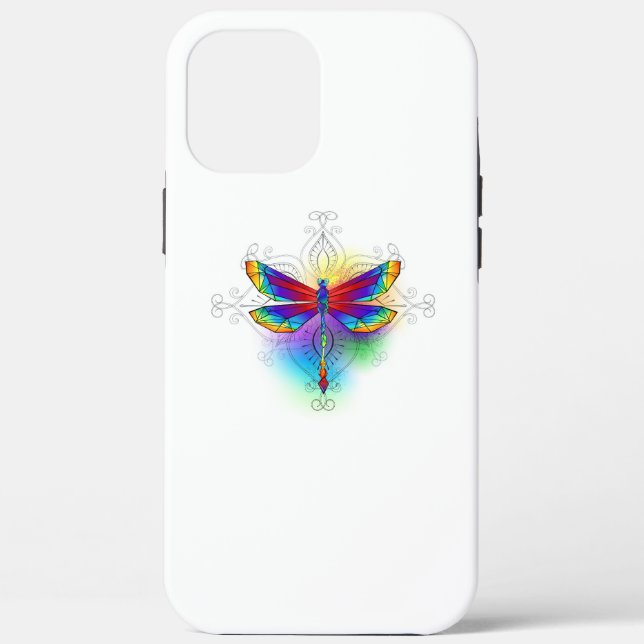 Funda De Case-Mate Para iPhone Dragón poligonal arcoiris (Reverso )