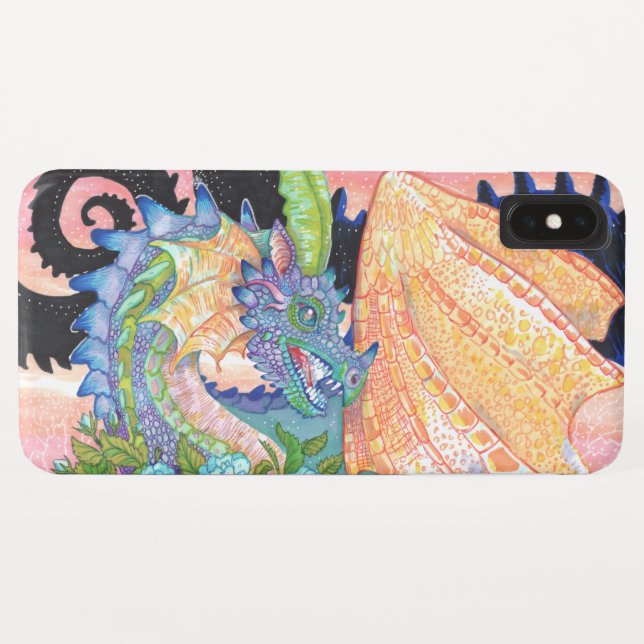Funda De Case-Mate Para iPhone Dragón Rosa azul Pastel (Reverso (horizontal))