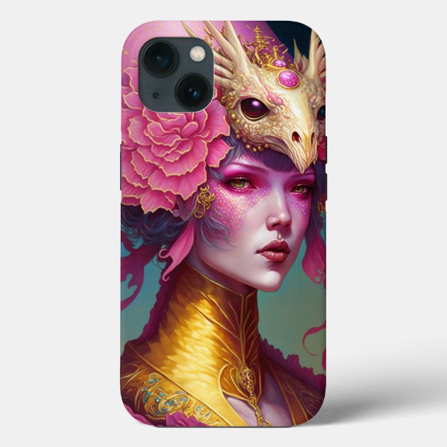 Funda De Case-Mate Para iPhone Dragón Rosa Cráneo Mujer Fantasía Arte (Reverso )