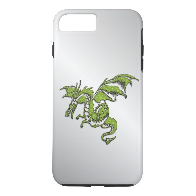 Funda De Case-Mate Para iPhone Dragón verde en plata (Reverso)