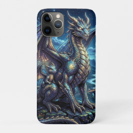 Funda Para iPhone 11 Pro Dragones celestiales iluminados por la luna y cast