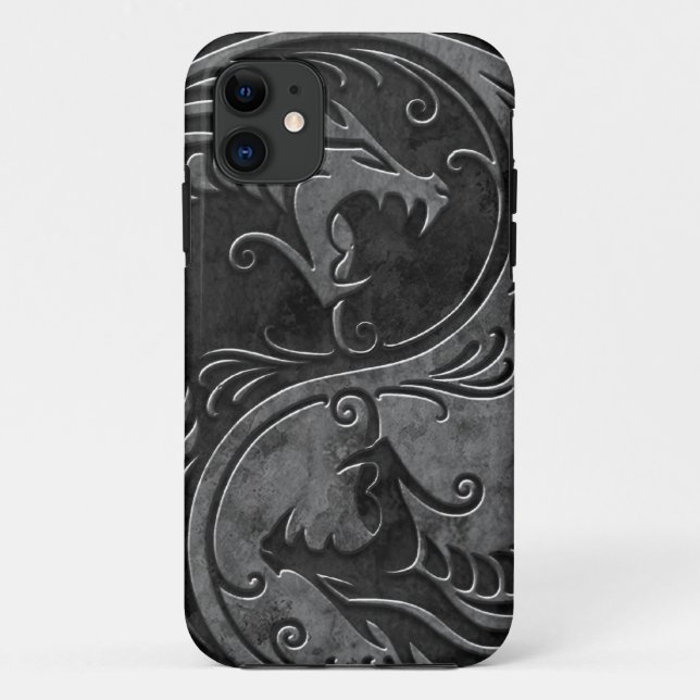 Funda De Case-Mate Para iPhone Dragones de piedra de Yin Yang (Reverso)