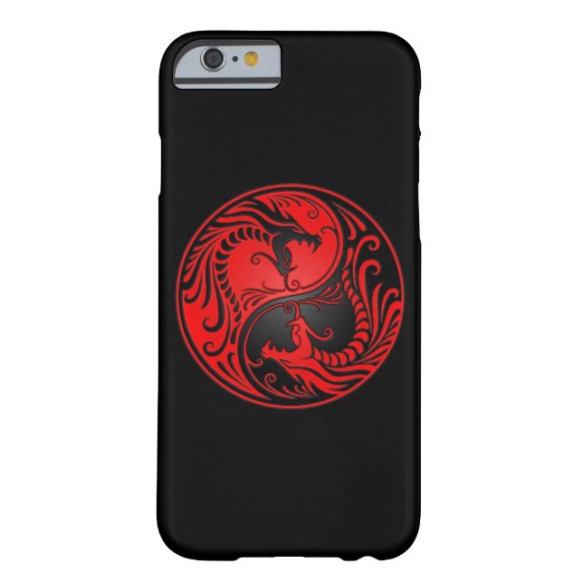 Funda De Case-Mate Para iPhone Dragones rojos y negros de Yin Yang (Reverso)