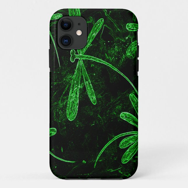 Funda De Case-Mate Para iPhone Dragonflies Neon Green (Reverso)