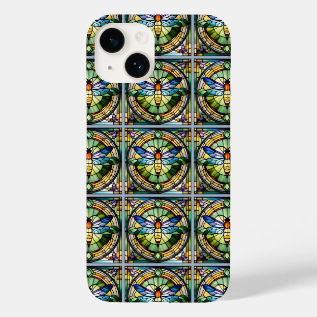 Funda De Case-Mate Para iPhone Dragonfly de vidrio manchado (Reverso )