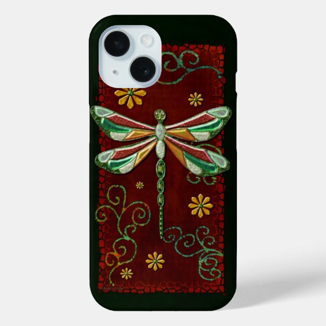 Funda De Case-Mate Para iPhone Dragonfly Elegant Jewled 2 Folk Art (Reverso )