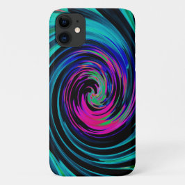 Funda Para iPhone 11 Dramático giro retro negro y turquesa