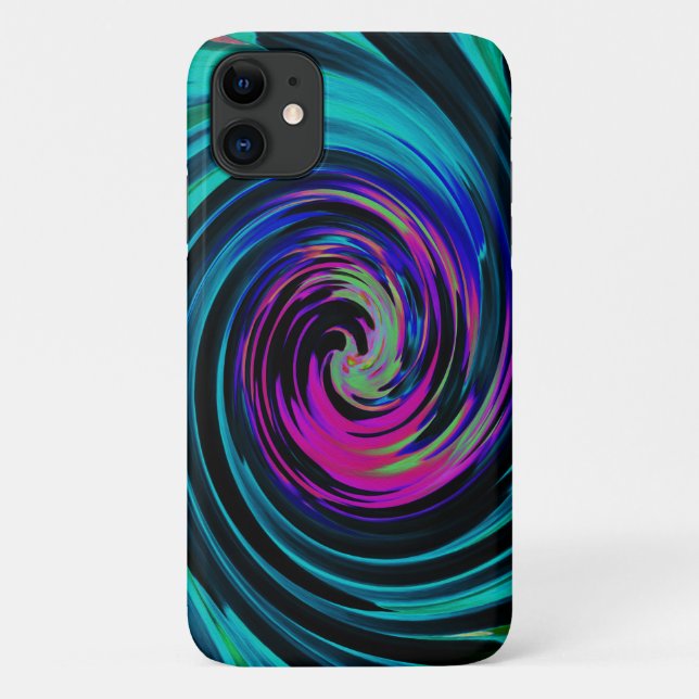 Funda De Case-Mate Para iPhone Dramático giro retro negro y turquesa (Reverso)