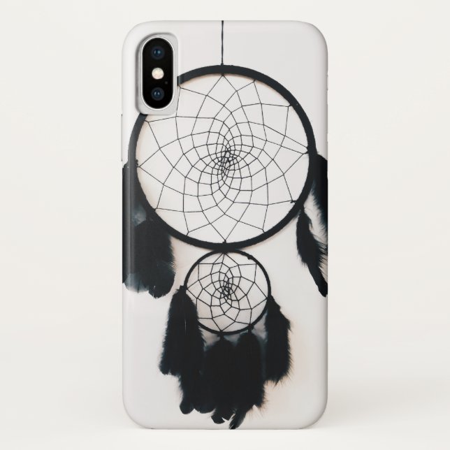 Funda De Case-Mate Para iPhone Dreamcatcher negro con plumas (Reverso)