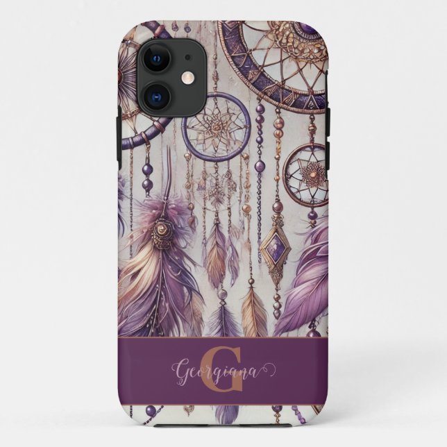 Funda De Case-Mate Para iPhone Dreamcatchers Purple & Gold (Reverso)
