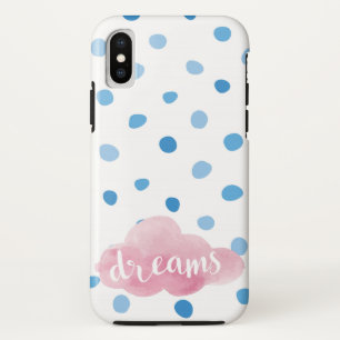 Funda Para iPhone XS Dreams Watercolor Blue Polka Dots