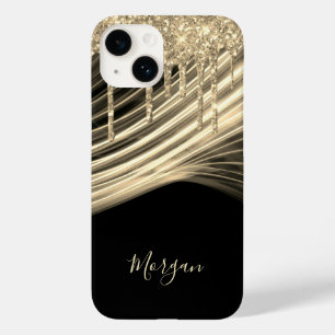 Funda Para iPhone 14 De Case-Mate Drips de purpurina dorada, rayos de luz dorados, n