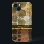 Funda Para iPhone 13 Dropletas verdes circulares<br><div class="desc">Esta pieza contemporánea incluye gotitas verdes circulares. Una delgada línea dorada atraviesa el trabajo. ¡Pida su impresión hoy mismo!</div>