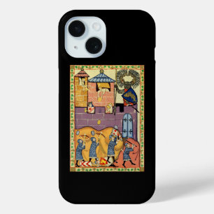 Funda Para iPhone 15 Dropping Rocks, Manesse del Codex del Siglo XIV