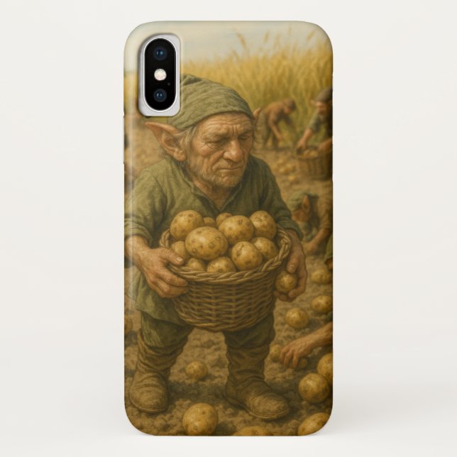 Funda De Case-Mate Para iPhone Duende en la cosecha de papas (Reverso)