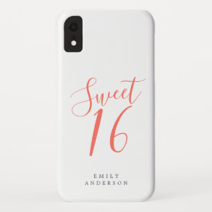 Funda Para iPhone XR Dulce 16 Coral Script Blanco 16 cumpleaños