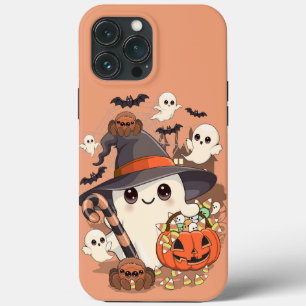Funda Para iPhone 13 Pro Max Dulce Fantasma de Halloween al Estilo Kawaii