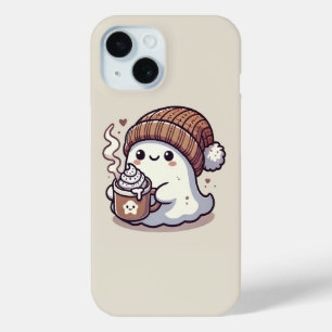 Funda Para iPhone 15 Dulce fantasma de Halloween con gorro de otoño y c