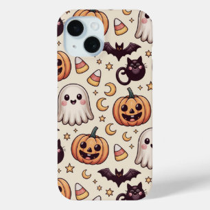 Funda Para iPhone 15 Dulce patrón de calabaza fantasma de Halloween K