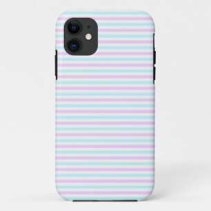 Funda Para iPhone 11 Dulce Patrón Femenino de Rayas Rosadas y Turquesas