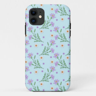Funda Para iPhone 11 Dulce patrón floral lavanda y azul pálido