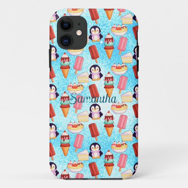 Funda De Case-Mate Para iPhone Dulces de helado de pingüino (Reverso)