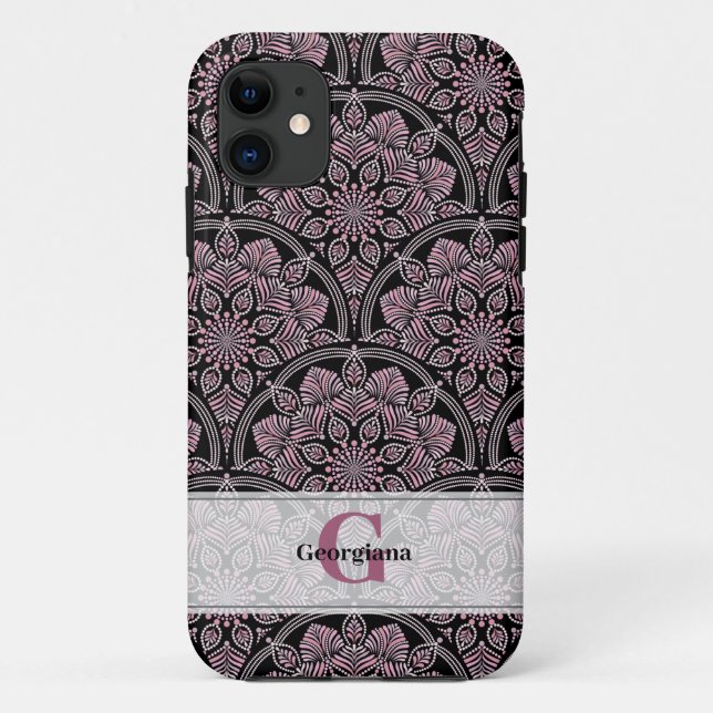 Funda De Case-Mate Para iPhone Dusky Rosa floral Fronds Mandala (Reverso)
