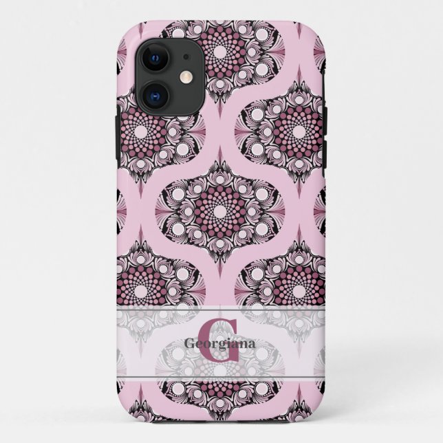 Funda De Case-Mate Para iPhone Dusky Rosa personalizada Cherry Blossom Mandala (Reverso)