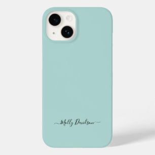 Funda Para iPhone 14 De Case-Mate Dusty Aqua Simple Script Minimalista Nombre person