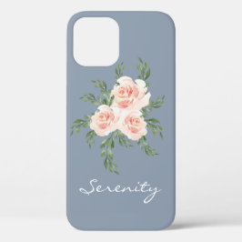 Funda Para iPhone 12 Pro Dusty Blue Serenity Típografía de acuarela románti