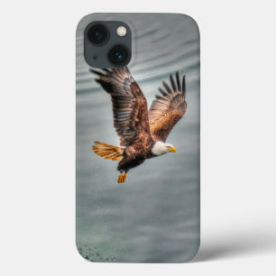 title_seo2 Eagle calvo americano que vuela sobre el océano
