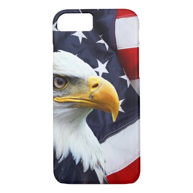 Funda De Case-Mate Para iPhone Eagle calvo norteamericano en bandera americana (Reverso)