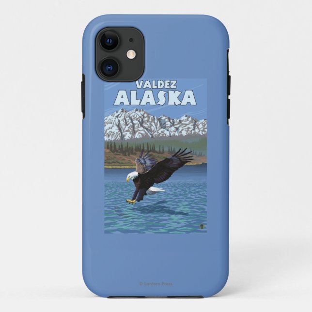 Funda De Case-Mate Para iPhone Eagle calvo que se zambulle - Valdez, Alaska (Reverso)