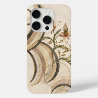 Funda Para iPhone 15 Pro Earthy Abstract Floral & Calligraphy Lines Art Pri